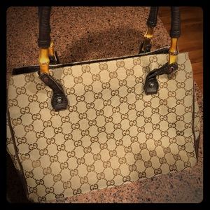Gucci GG Canvas and Bamboo Tote